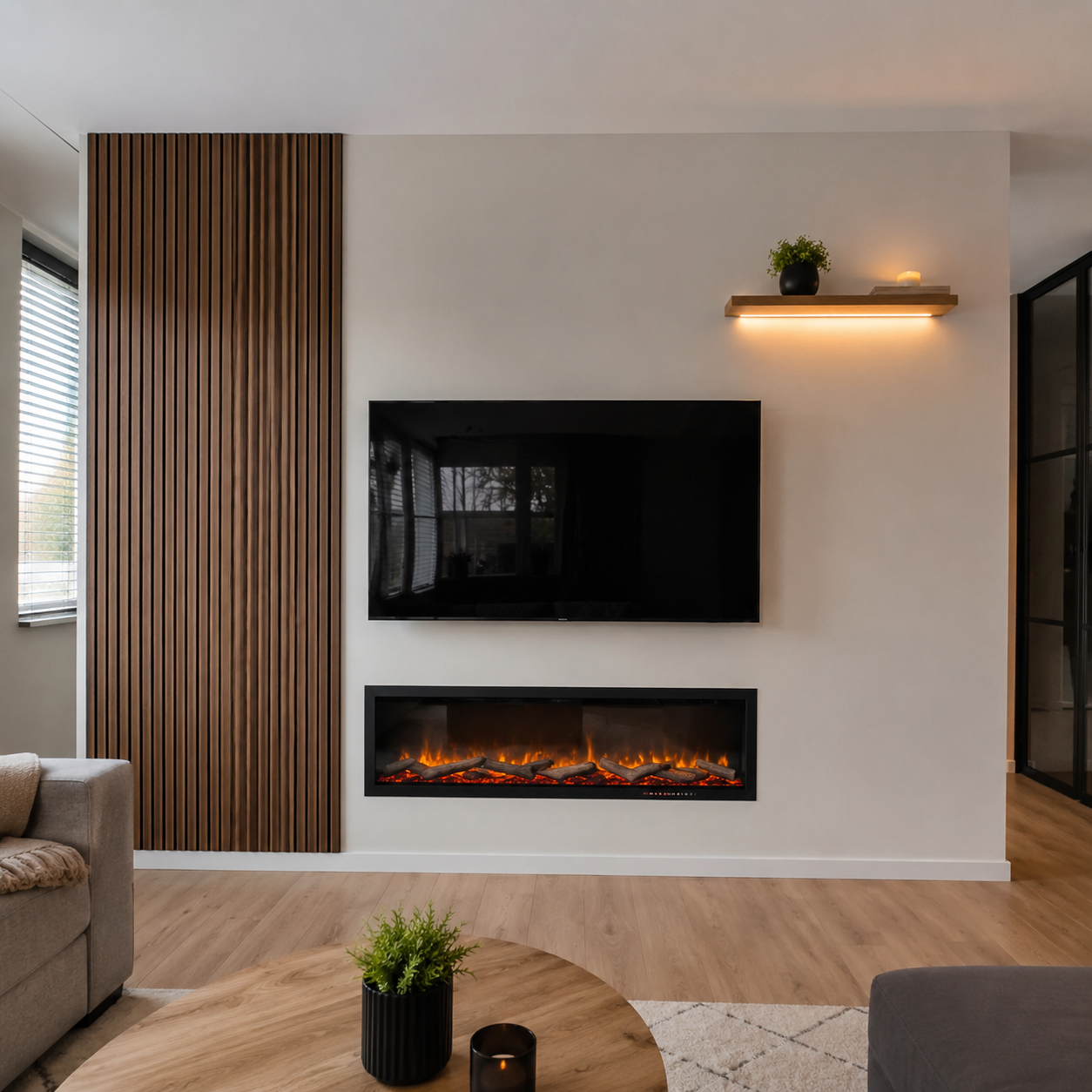 AI-conceptvisualisatie van een cinewall in de stijl Lattenwand